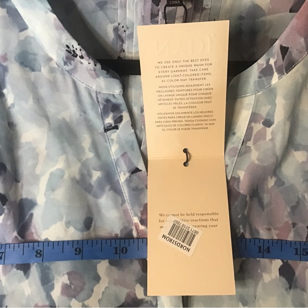 NYDJ Light Blue Lavender Floral Watercolor Blouse - Picture 6 of 8